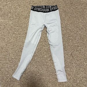 Gymshark Light Gray Leggings with Black Branded Waistband